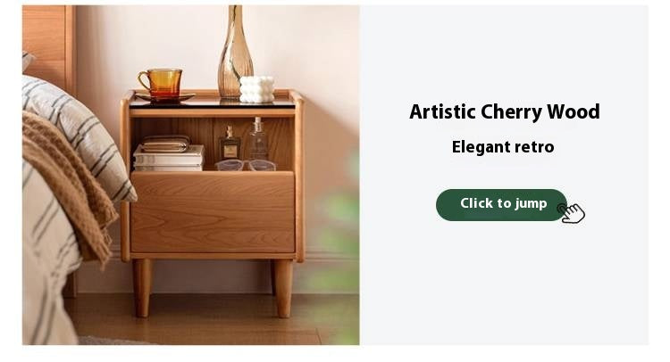 Black walnut, Ash, Cherry, Poplar, Solid Rubberwood Modern Nightstand.