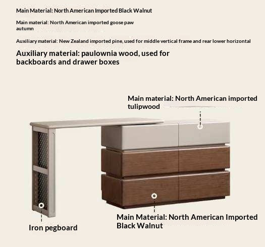 Black Walnut, Poplar Solid Wood Vanity Table Modern Italian Design