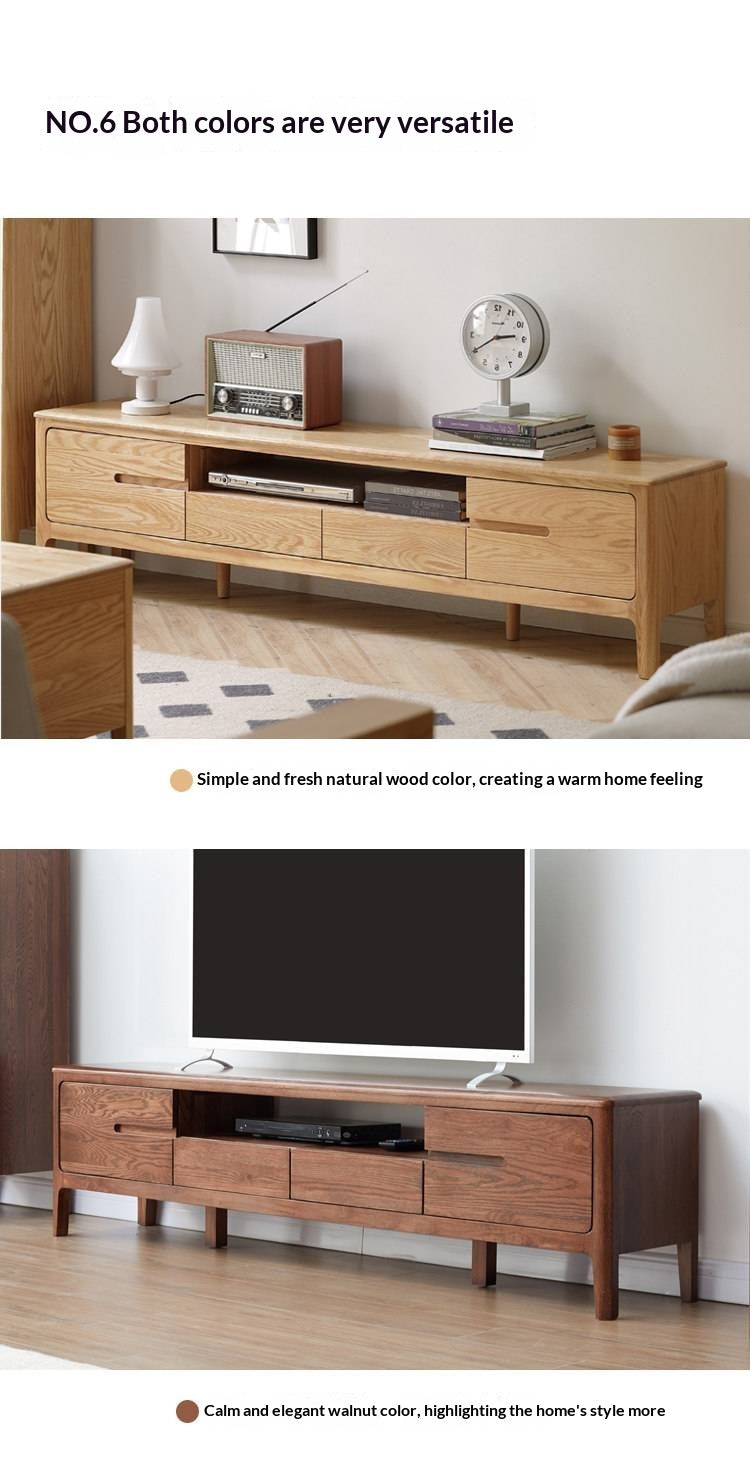 Oak, Solid Rubberwood Modern TV Stand