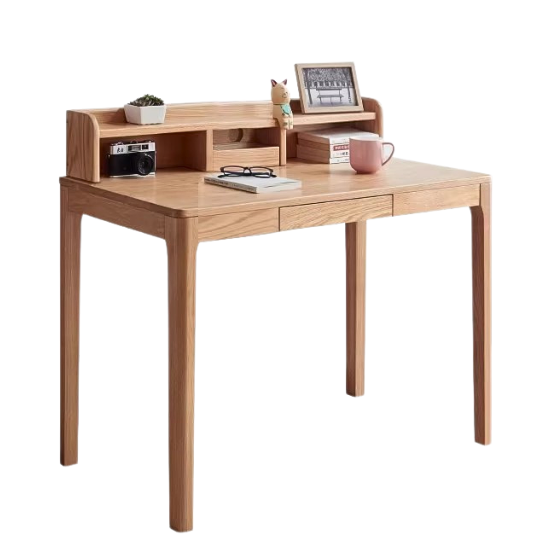 Oak, Beech Solid Wood Shelves Office Desk