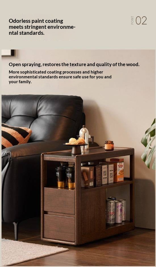 Sandalwood Solid Wood Italian Style Light Luxury Rock Board Side Table