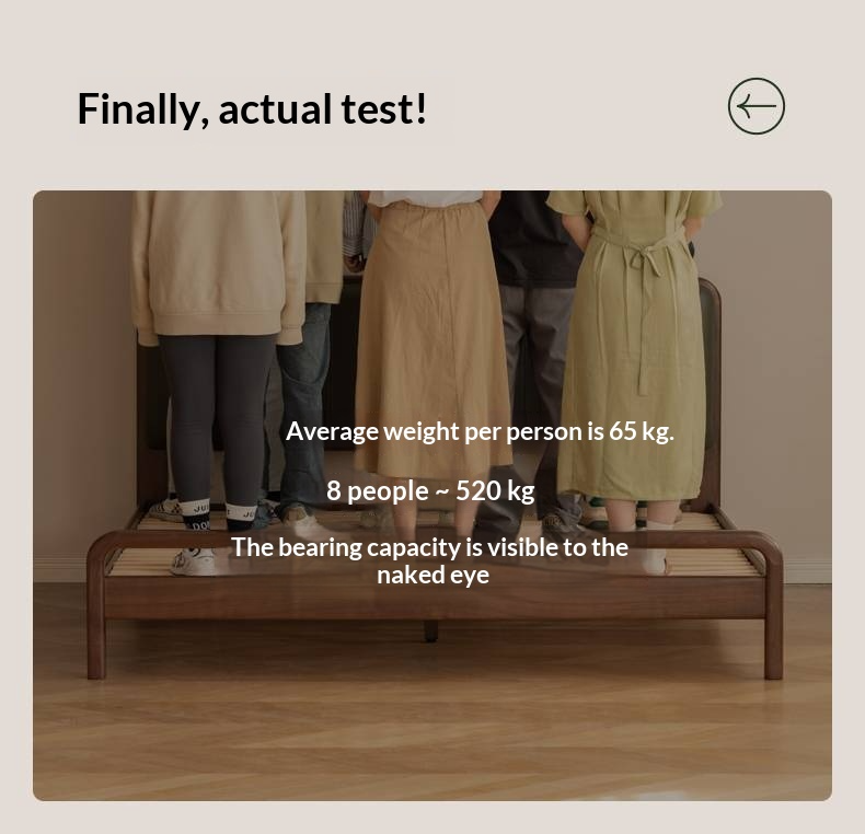 Black Walnut, Beech Solid Wood Retro Upholstered Large Bed