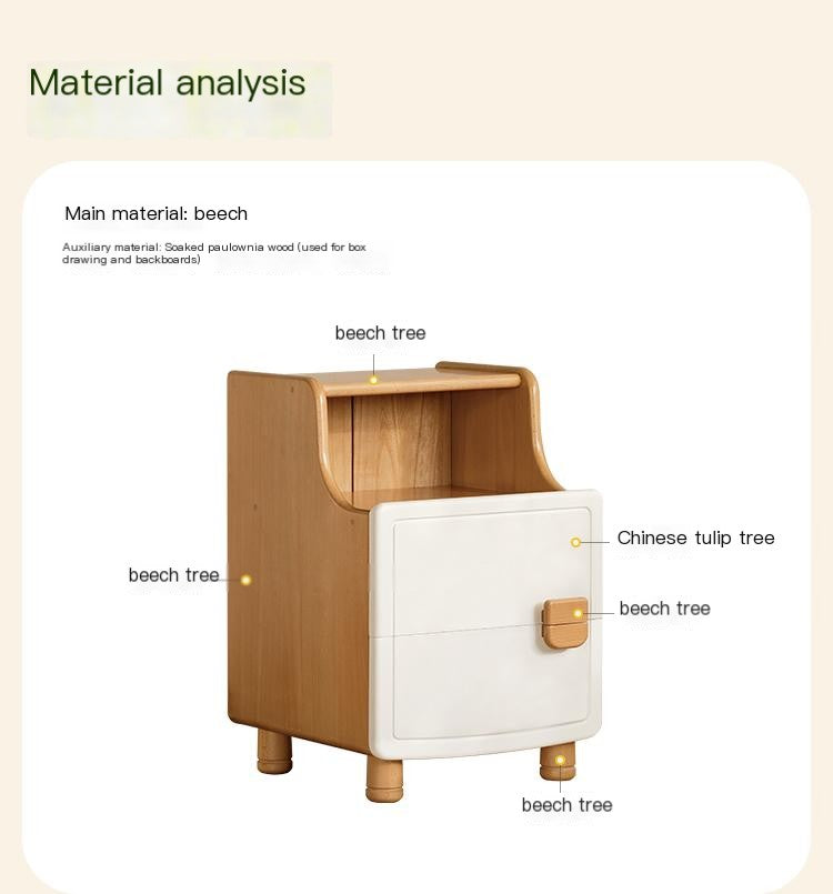 Beech Solid Wood Modern Kids Nightstand.