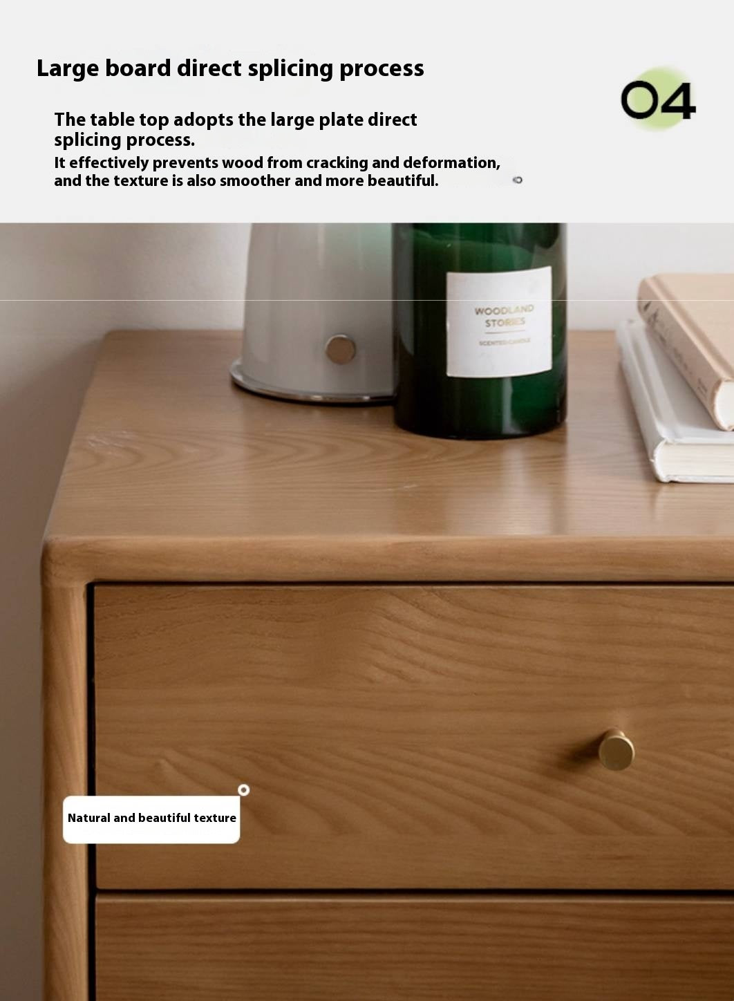 Ash, White Ash, Cherry Solid Wood Modern Style Nightstand