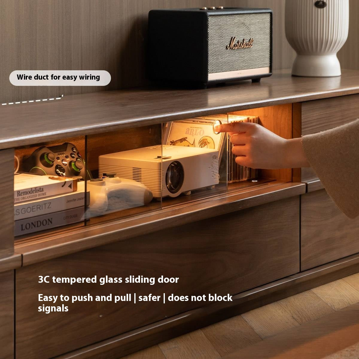 Black Walnut Solid Wood TV Stand.