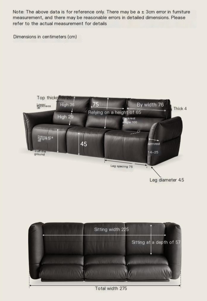 Genuine Leather Sofa Italian Light Luxury Tofu Block Sofa