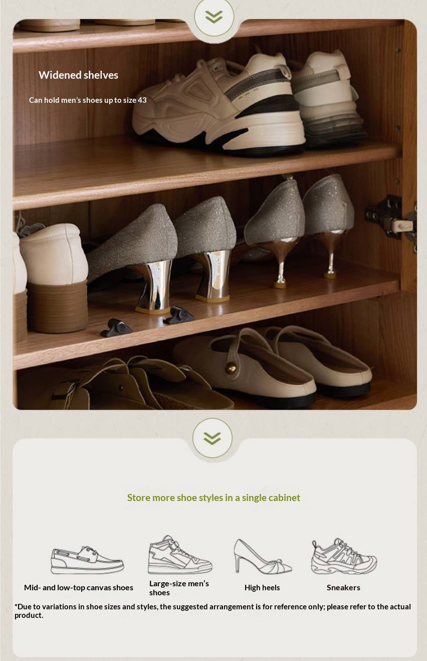 Oak Solid Wood Modern Entryway Shoe Cabinet with Drawers