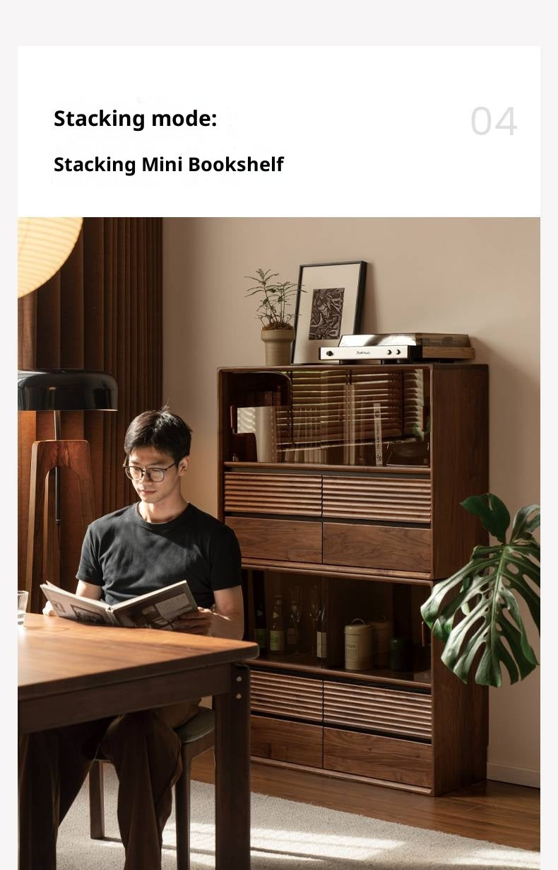 Black Walnut Solid Wood Italian Light Luxury Bookcase