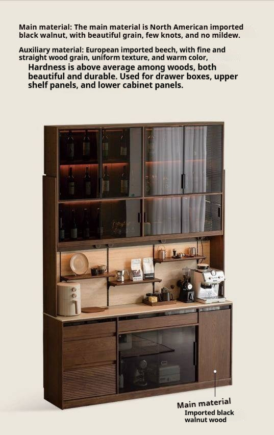 Black Walnut Solid Wood Rock Plate Wine Sideboard