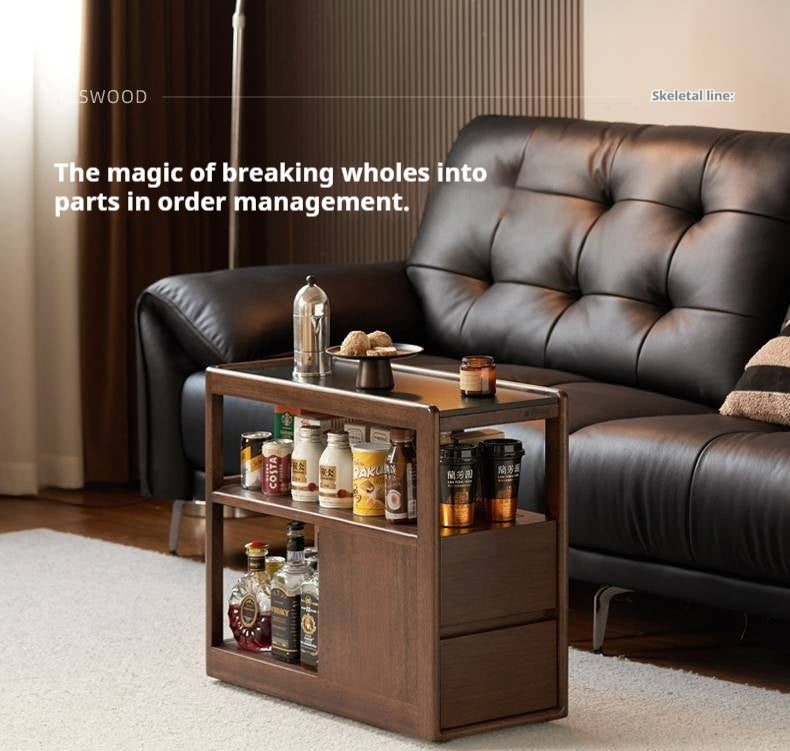 Sandalwood Solid Wood Italian Style Light Luxury Rock Board Side Table