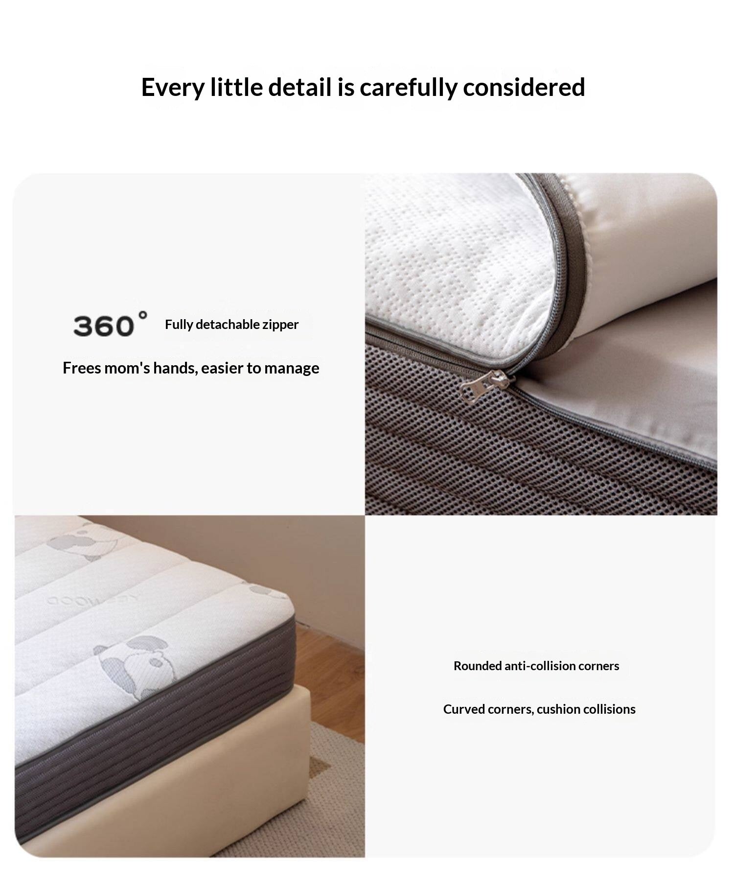 Children's Eco-Friendly Glue-Free Mattress — Panda Jute Spring, Coconut Fiber, Double Latex