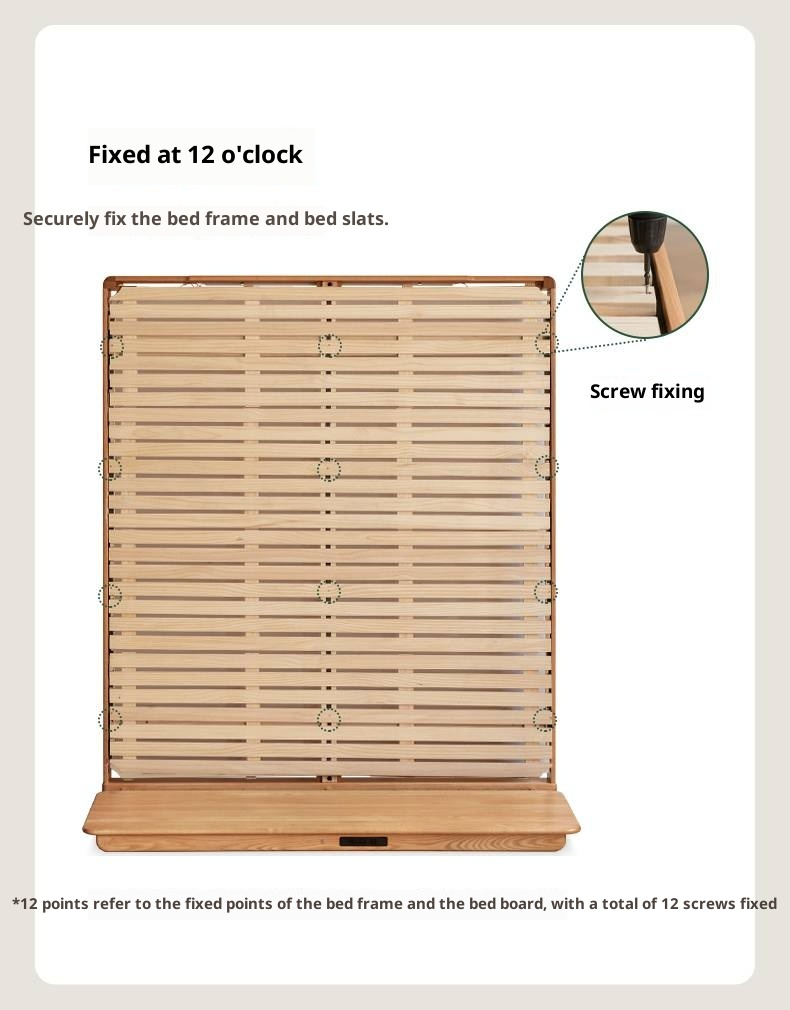 Oak, Ash Solid Wood Luminous Suspended Bed, Nordic Style