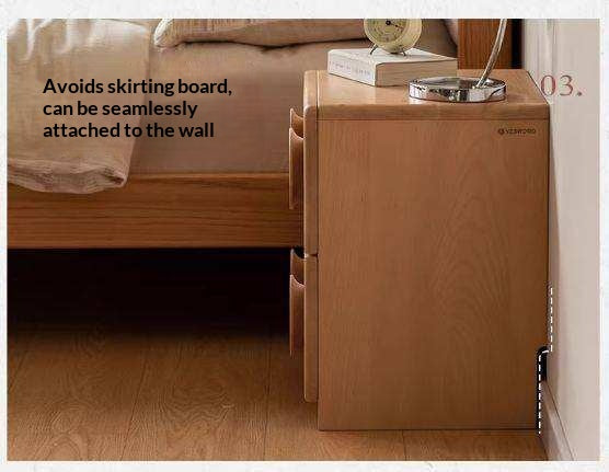 Beech Solid Wood Log Style Nightstand