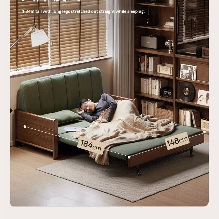 Oak, Ash Solid Wood Sleeper Sofa with Solid Wood Frame and Reclining Backrest