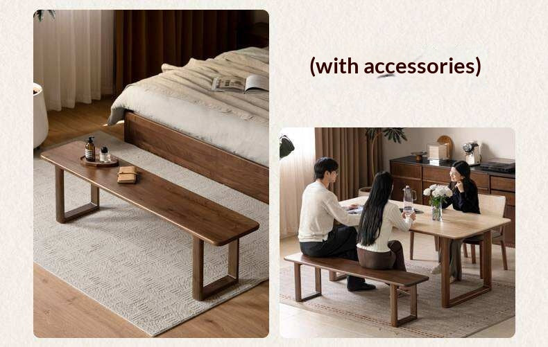 Black Walnut, White Ash Solid Wood Leisure Long Bench