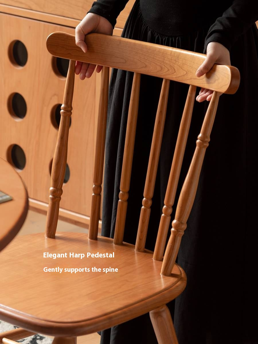 Set 4 pcs Cherry Solid Wood Retro Backrest Chair