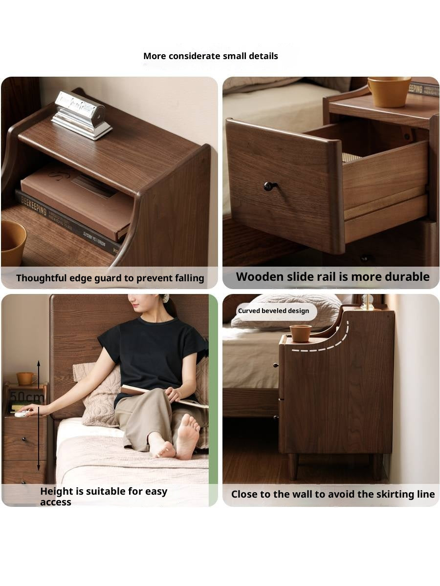 Black Walnut Solid Wood Retro Style Nightstand