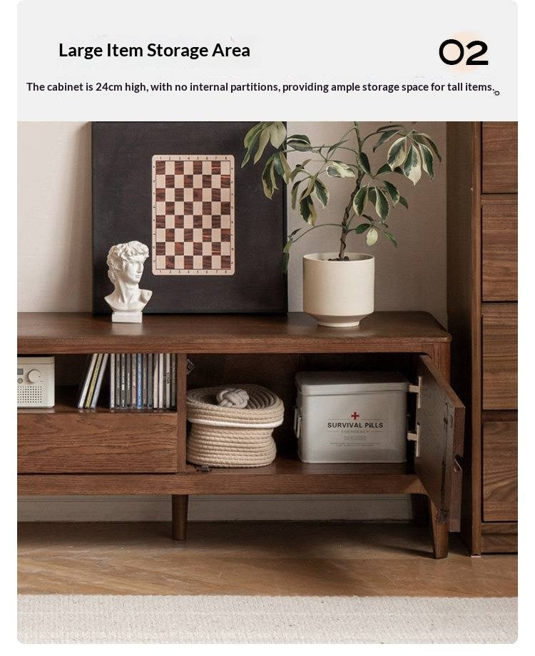 Oak, Solid Rubberwood Nordic Floor TV Cabinet.
