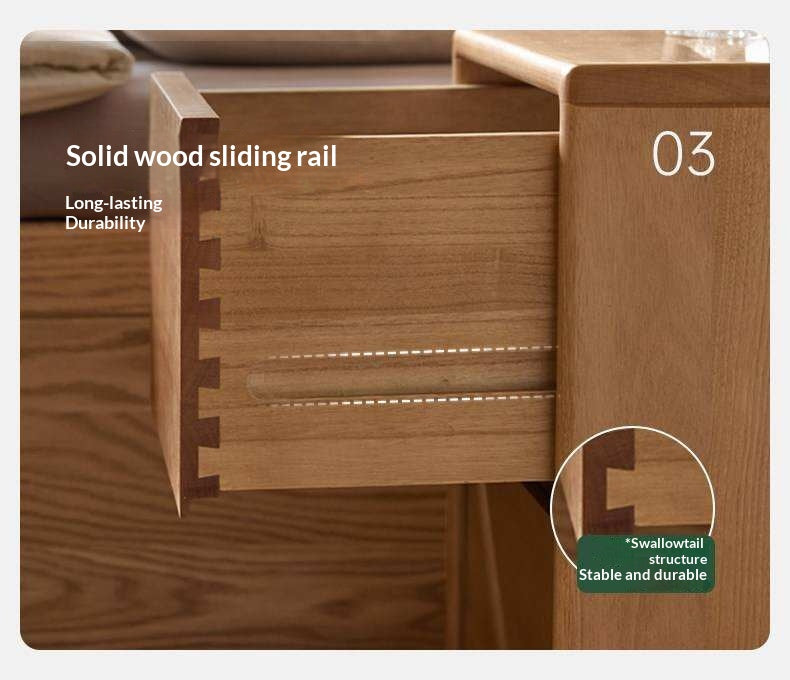 Birch Solid Wood Modern Minimalist Nightstand with Storage Cabinet