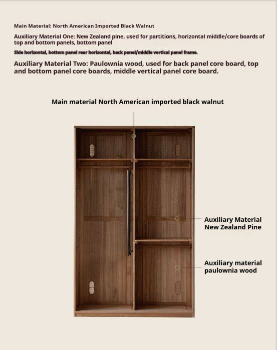 Black Walnut Solid Wood Sliding Door Wardrobe