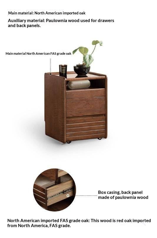 Oak Solid Wood Italian Light Luxury Nightstand