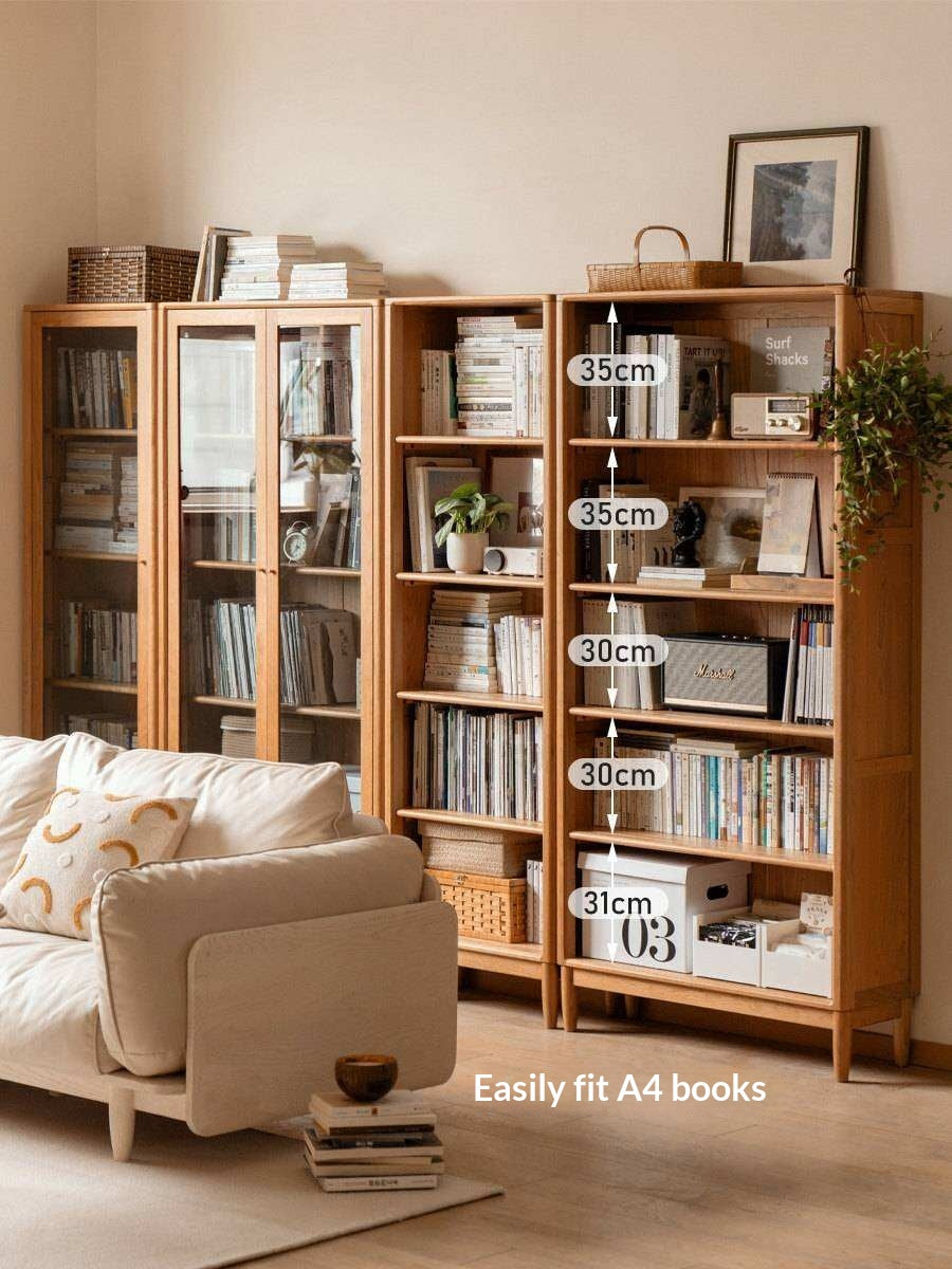 Cherry Solid Wood Freely Combinable Bookshelf with Retro Style Finish