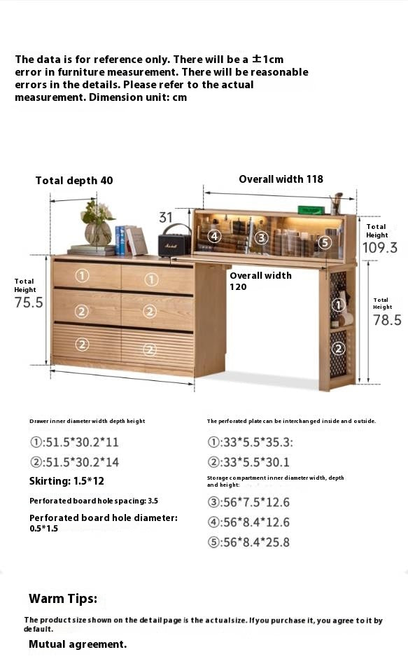 Ash Solid Wood Modern Multi-function Vanity Table.