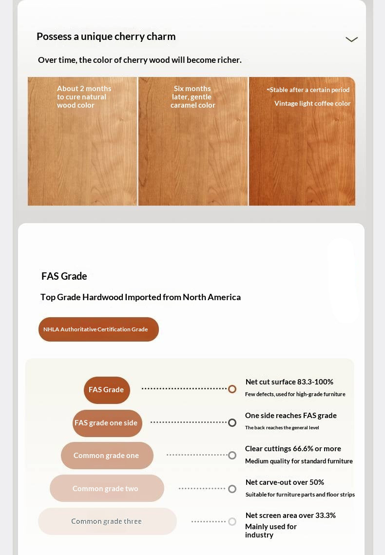 Cherry Solid Wood Retro Rock Board Dining Table