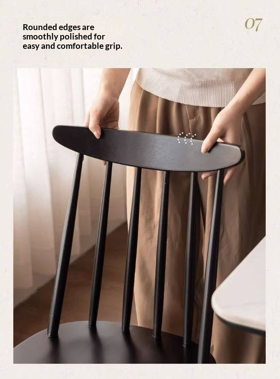 4 pcs -Solid RubberWood Windsor Dining Chair, Modern Spindle Back Chair, Scandinavian Farmhouse Style Kitchen