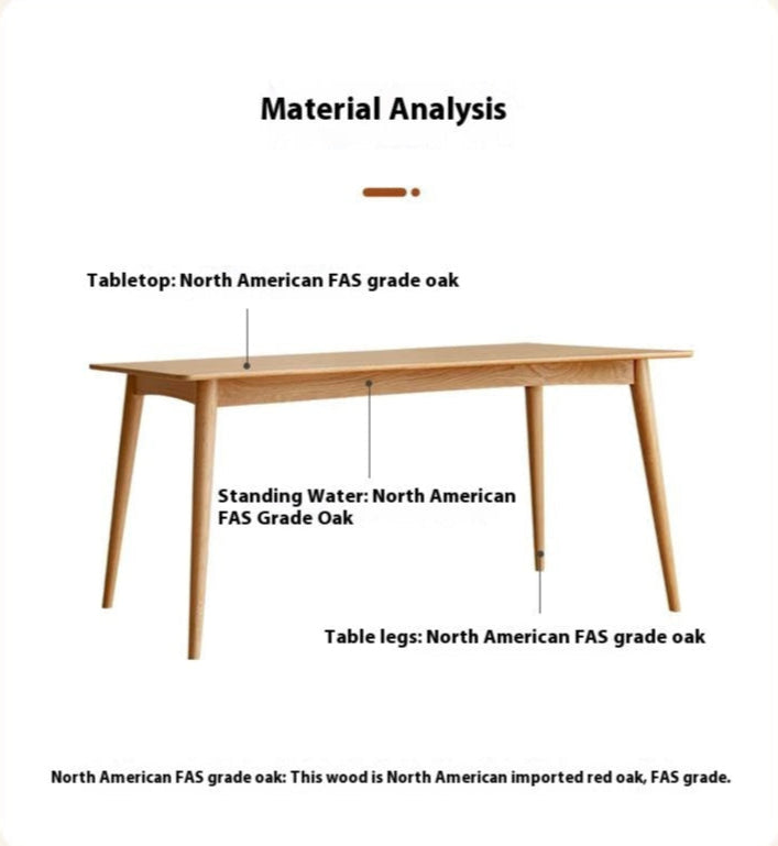 Oak Solid Wood Rectangular Nordic Dining table