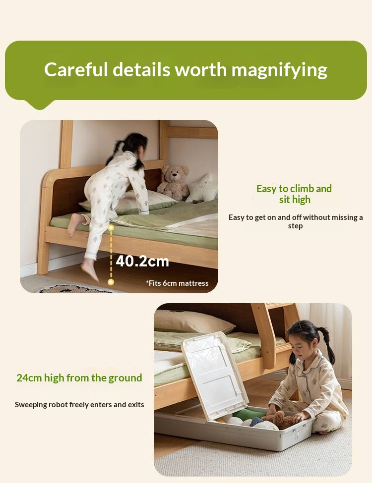 Rubberwood Solid Wood Children's Bunk Bed