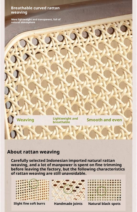 Set 4 pcs Black Walnut, Oak, Beech, Sandalwood Solid Wood Retro Rattan Chair