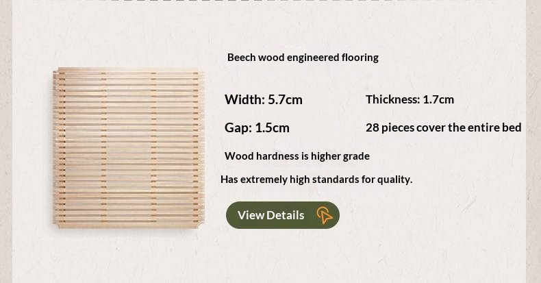 Rubberwood Solid Wood Bed — French Vintage Style, Large Slab Bed