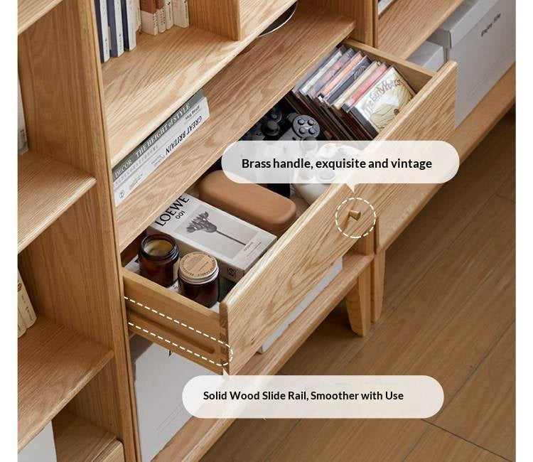 Oak Solid Wood Nordic Style Bookcase