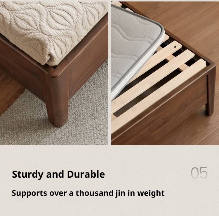 Black Walnut Solid Wood Light Luxury Box Bed