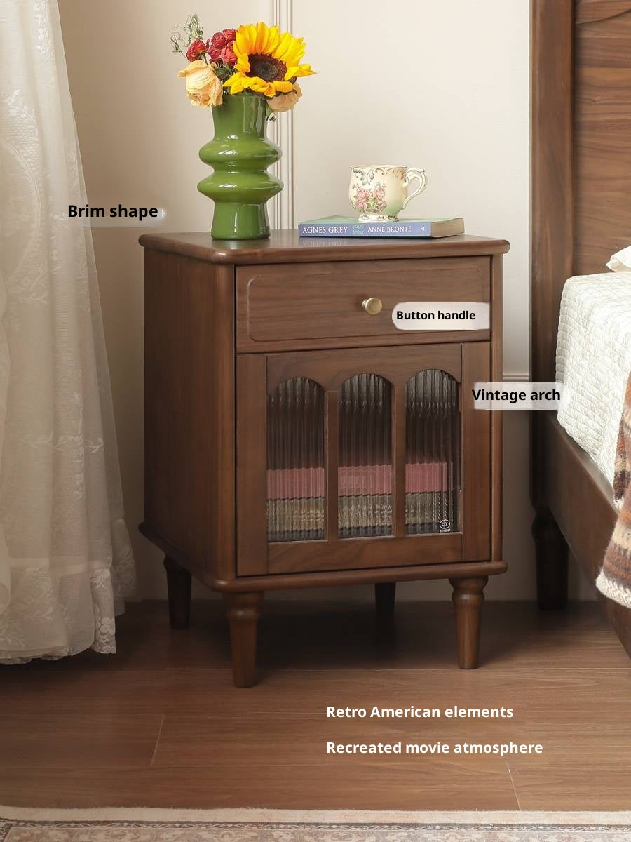 Black Walnut Solid Wood American Retro Nightstand