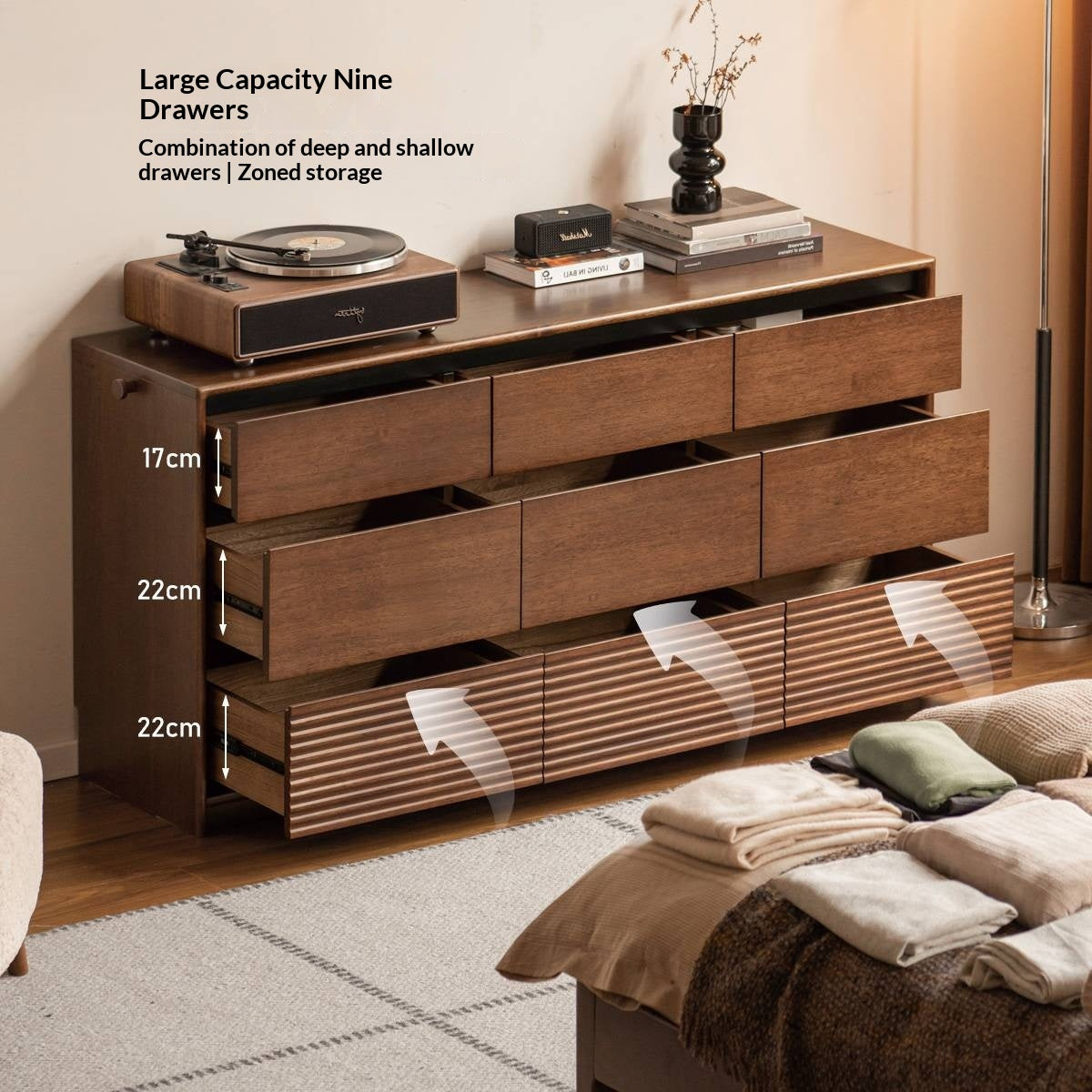 Solid Longan Hardwood Chest of Drawers