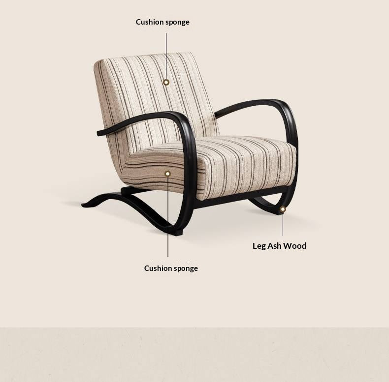 Ash Solid Wood Mid-Century Modern Rocking Accent Chair with Bentwood Frame