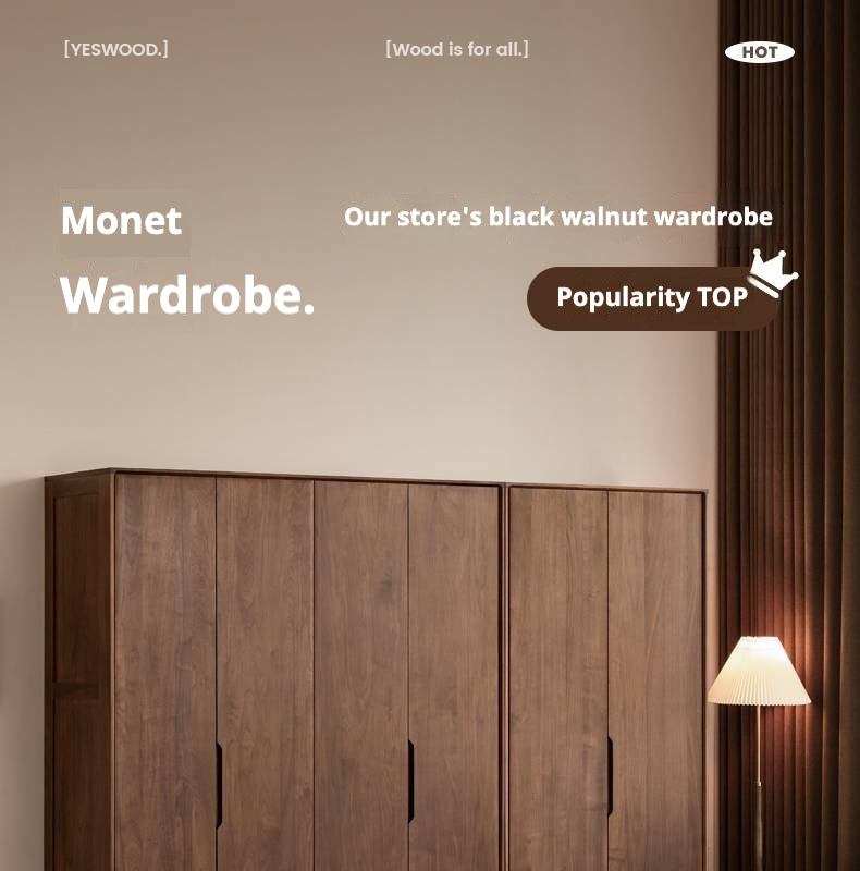 Black Walnut Solid Wood Large Wardrobe.