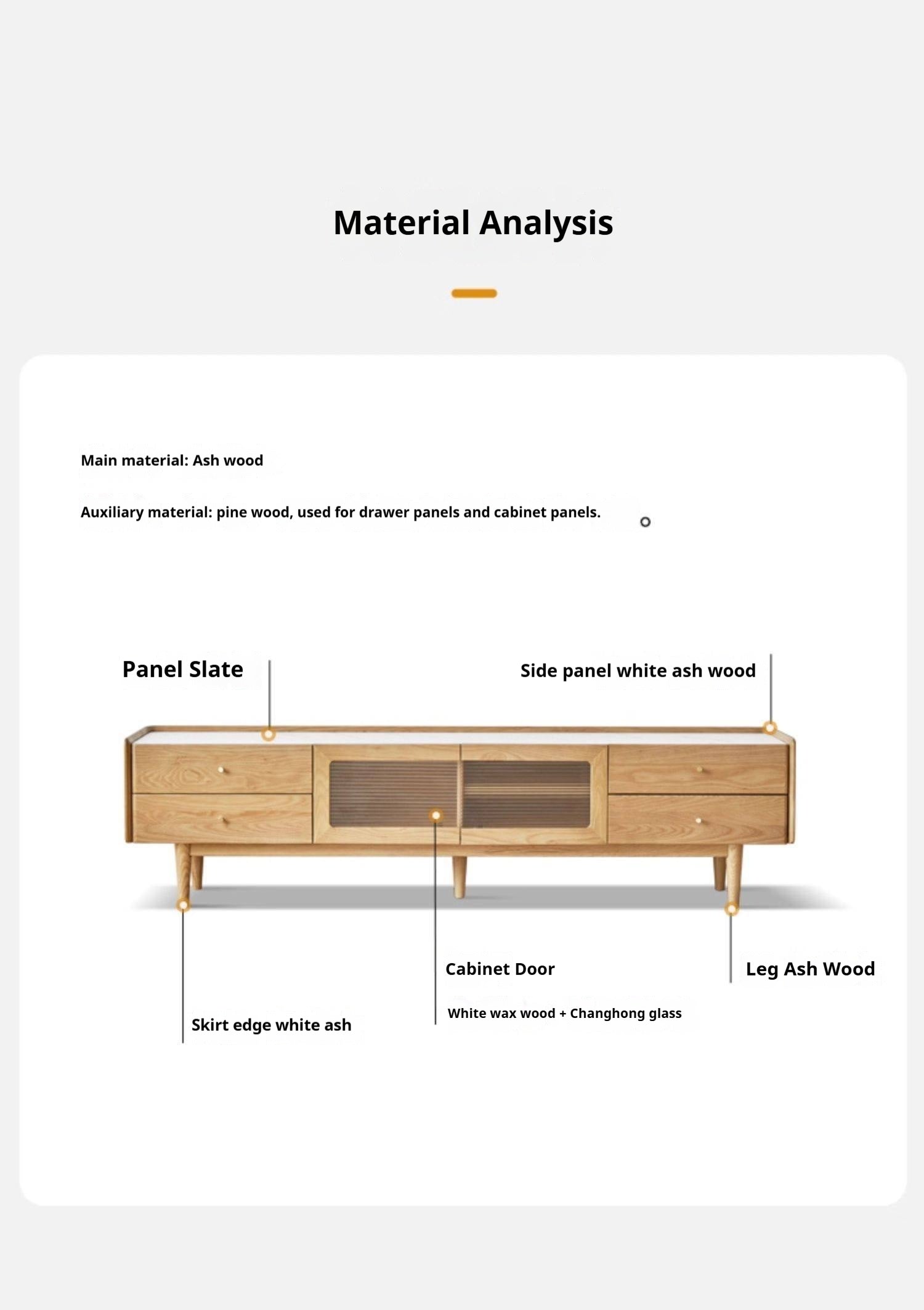 Ash Solid Wood TV Stand Rock Slab.