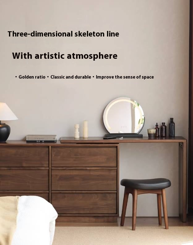 Black Walnut, Sandalwood Solid Wood Light Luxury Vanity Table.