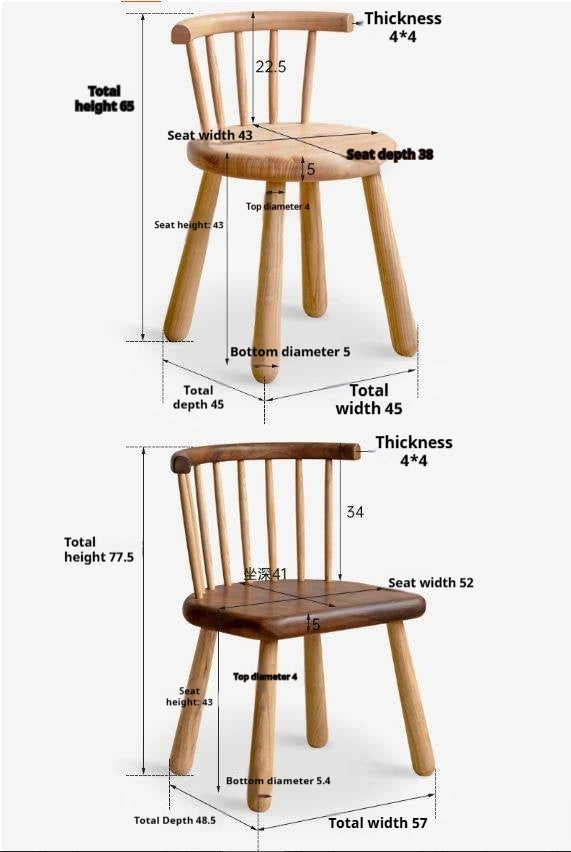 South American Walnut, Black Walnut, Ash Solid Wood Side Chair Small Stool