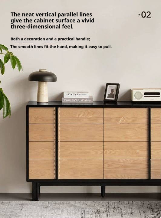 Ash Solid Wood Minimalist Chest of Drawers with Eight Drawers