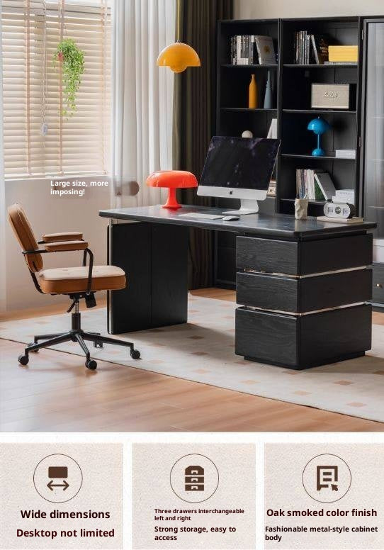 Oak Solid Wood Bauhaus Style Computer Desk