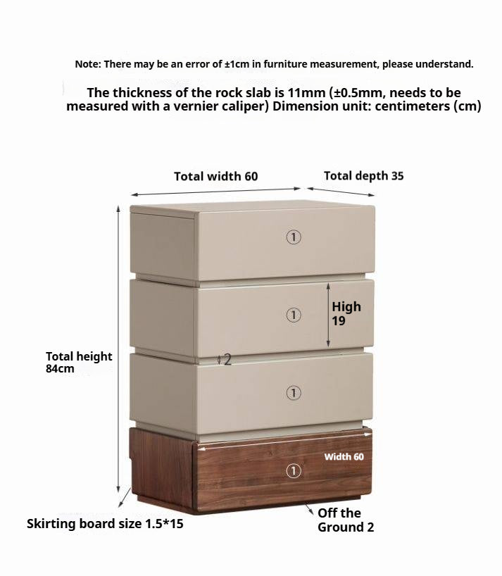 Black Walnut, Poplar Solid Wood Italian Light Luxury Side Cabinet.