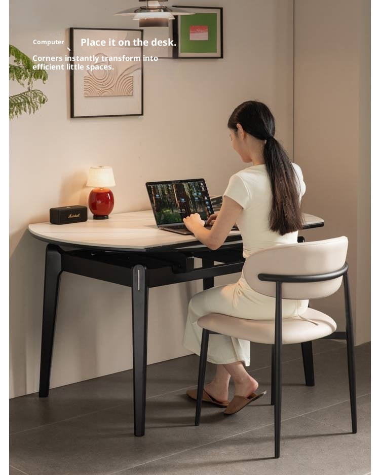 Solid Rubberwood Modern Rock Plate Dining Table