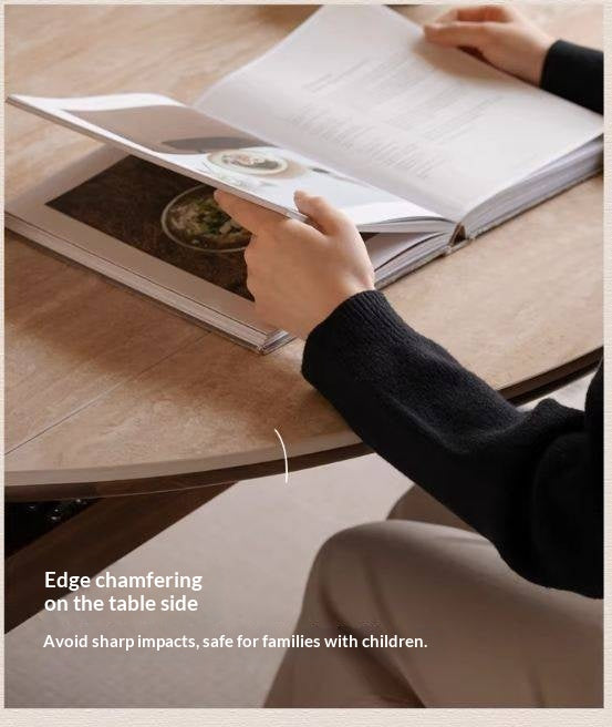 Black Walnut Solid Wood Folding Dining Table with Rock Plate Round Top