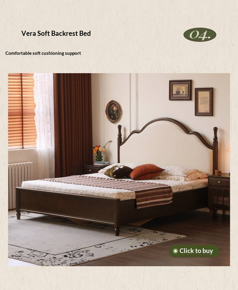 Ash Solid Wood Bed — American Retro Style