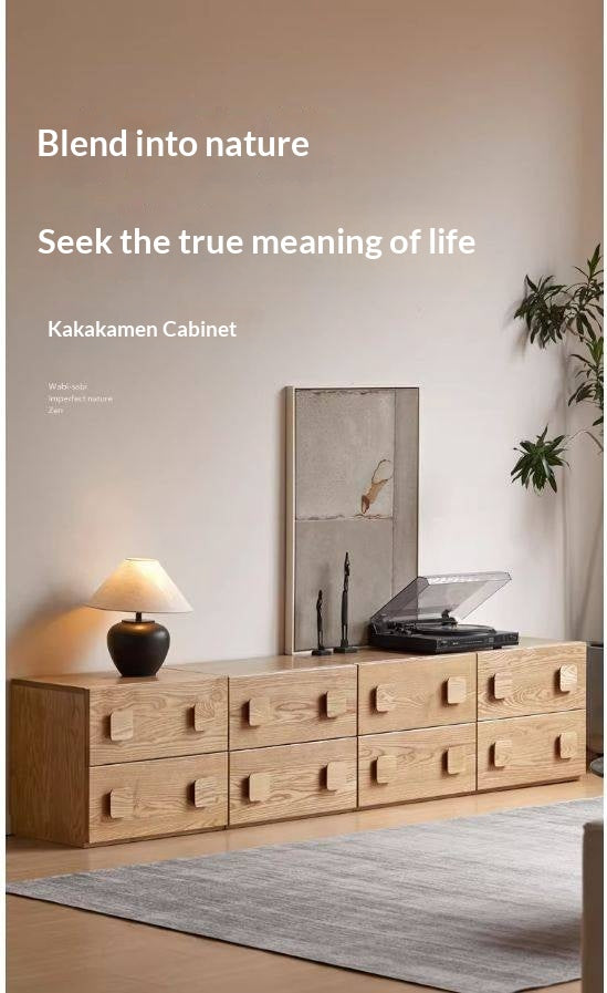 Ash Solid Wood Floor-Standing Module Combination TV Stand