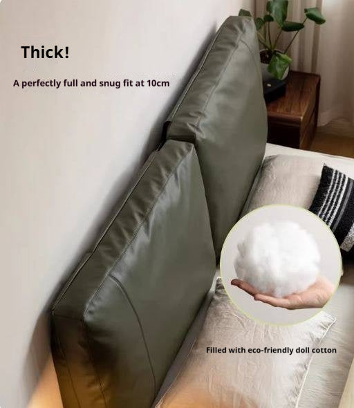Soft Leather Headboard with Large Cushioned Backrest